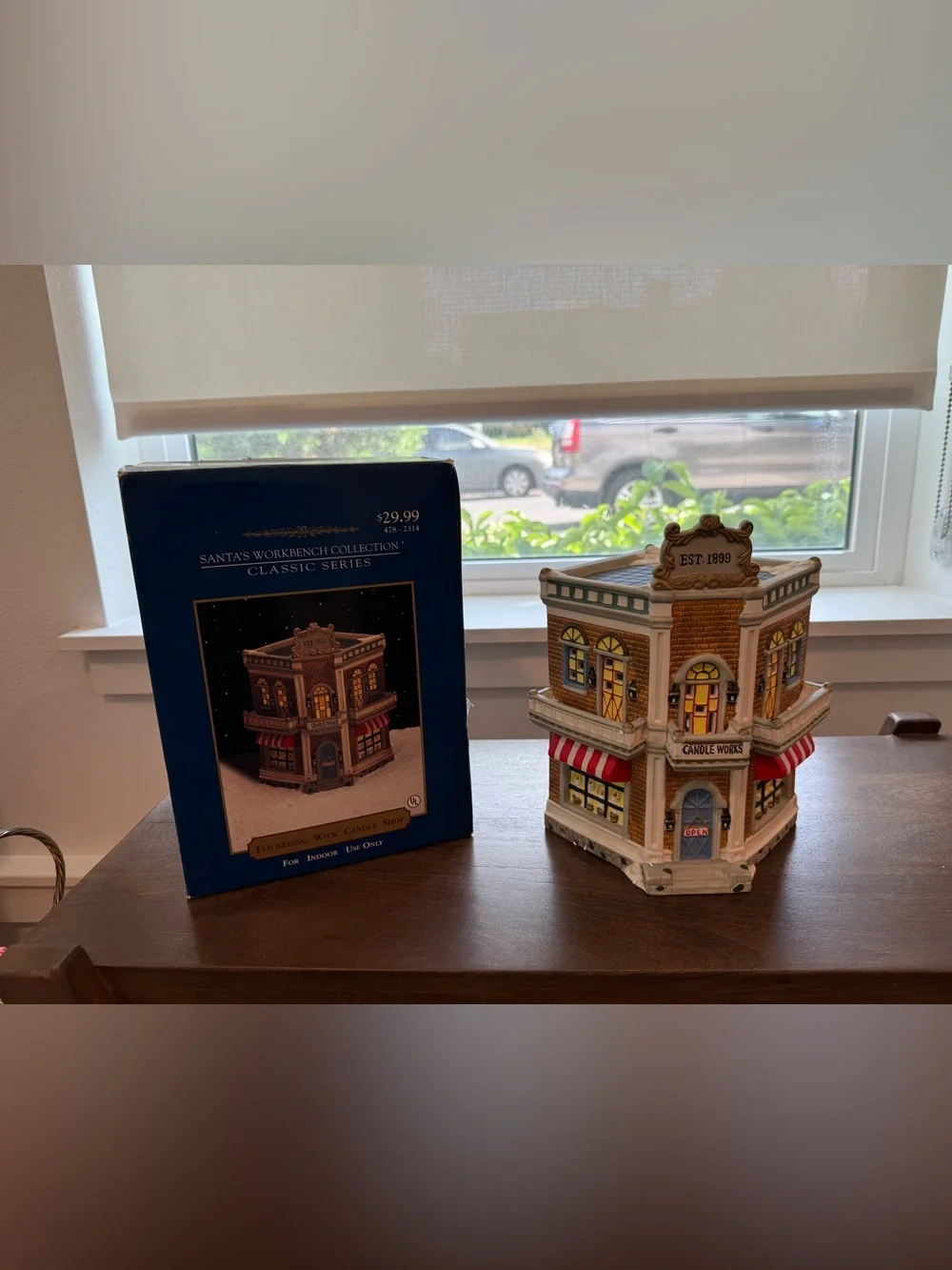 Classic Santa's Workbench Candle Works Building - Cream and Red